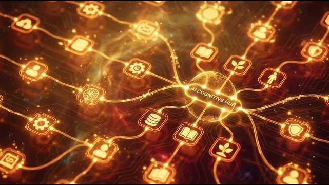 AI agentic workflow automation artificial intelligence agent software interface nodes triggers data tool dashboard coding icon flow process database technology 3d rendering. 