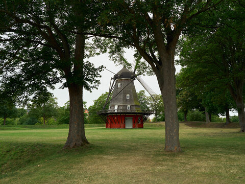 The Kastellet windmill in a Copenhagen park