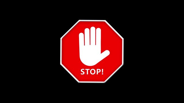 Red warning raised hand with bold stop text, prohibited entry, restricted areas, safety instructions, access denial, emergency control, traffic warnings, hazard prevention security messages.