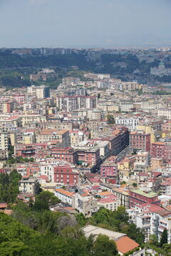 High angle view of the sprawling city of Naples Italy
