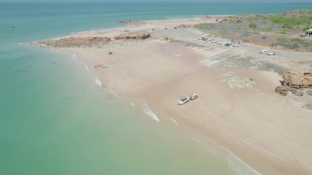 4WD ready to Launch Boat from the Sandy Beach