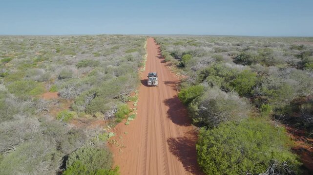 4x4 Car Driving Through The Road At Francois Peron National Park