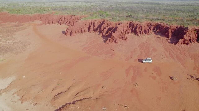 4WD below Deeply Eroded Cliff Face at James Price Point