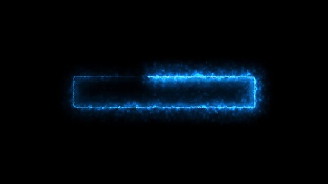 Glowing blue digital border appears electric pixel energy clean black center, branding, captions, streaming , broadcast layouts, technology presentations, cyber visuals modern animated overlays.
