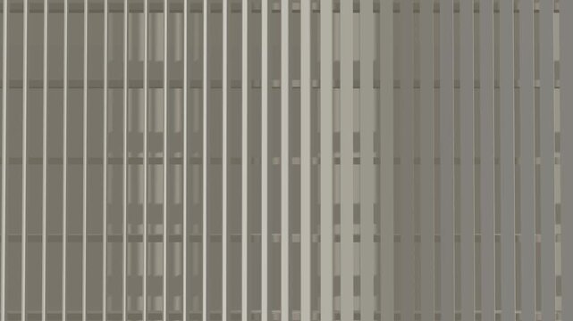Abstract architectural metal facade with vertical slats panning seamless loop