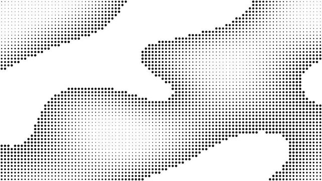 Abstract halftone dot pattern background with wave design and modern black dots isolated on white background