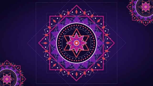Abstract Purple and Pink Geometric Star Mandala