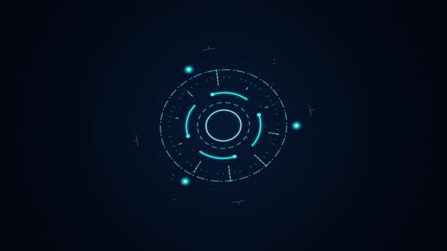 Futuristic hud circular interface animation, digital tech data scanning overlay, sci-fi ui for motion and gaming
