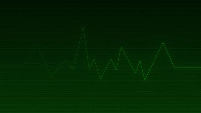 Minimal green line chart fluctuates electronic screen, representing financial markets, economic change, analytics, trading activity, performance measurement, monitoring business data visualization.