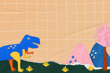 Dinosaur paper craft background design © Rawpixel.com