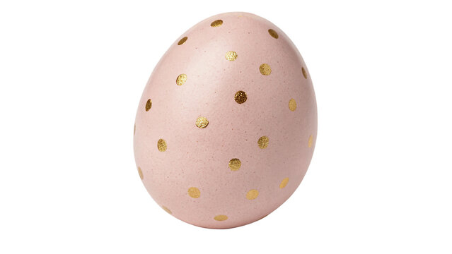Speckled beige and pink chocolate easter egg sweet isolated on transparent background.