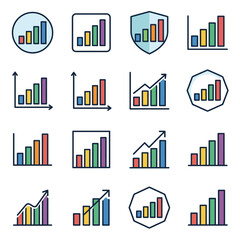Obraz premium Financial growth chart and business data icons.