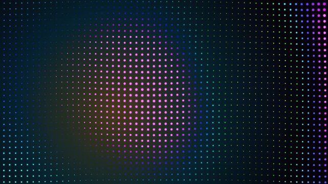 Abstract futuristic led dot matrix screen background with glowing colorful neon lights and digital technology pattern