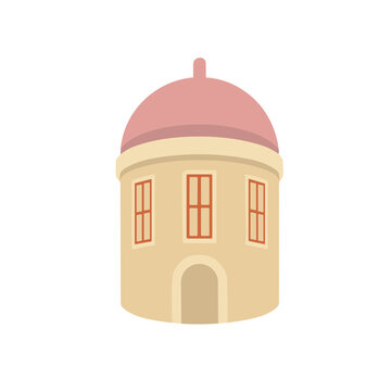 Stylized building with dome and windows
