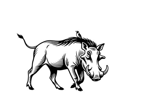 Wild Warthog hunting vector illustration logo