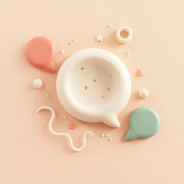 3D plasticine clay illustration of generative AI large language model chat concept with clay chat bubbles sparkles and pastel accents, generative AI