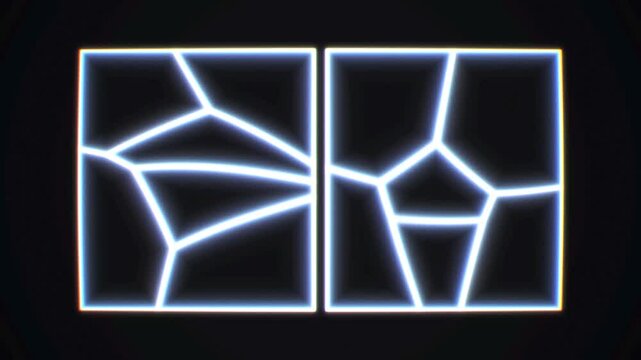 Dual Layer Voronoi Wireframe Mesh, Abstract Blue Cyber Geometric Lattice Motion Graphic