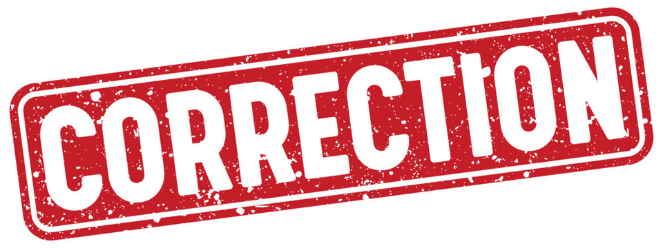 correction stamp. correction red rectangular grunge stamp on transparent background