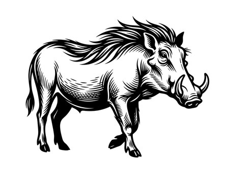 Wild Warthog hunting vector illustration logo
