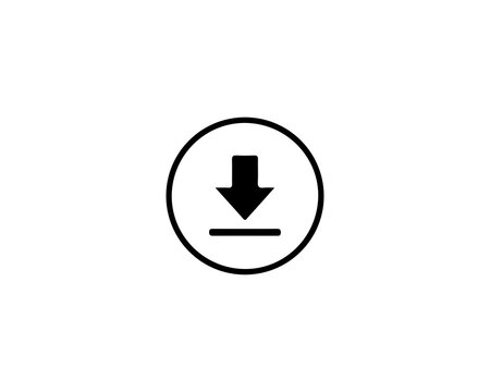 Download icon with downward arrow and line inside circle