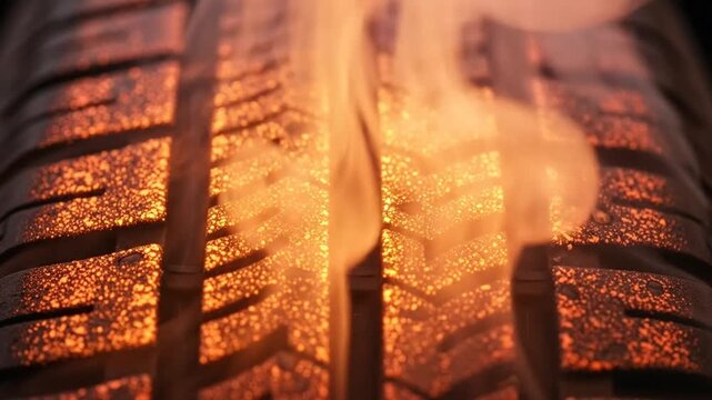 Tire Tread Close-Up - Heat and Friction in Motion.