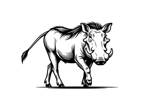Wild Warthog hunting vector illustration logo