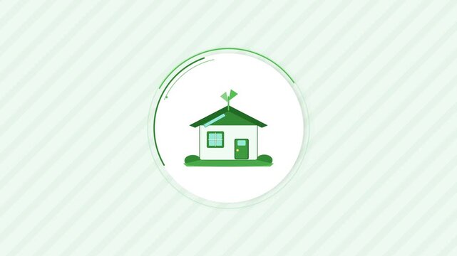 Pixel art house icon with green roof, representing real estate, home ownership, property, eco-friendly living, or digital design elements