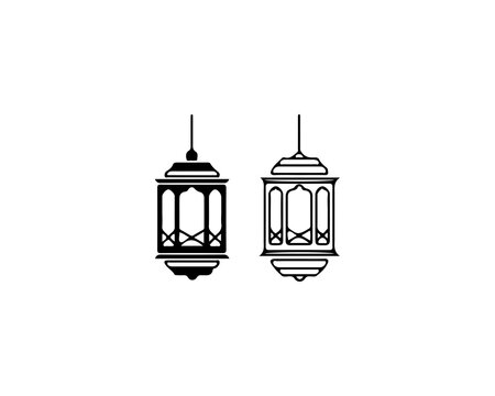 Black and white vector illustrations of traditional middle eastern lanterns