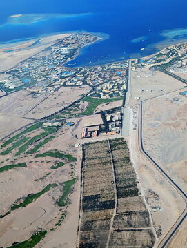 Makadi Bay Aerial Resorts Golf Desert Egypt
