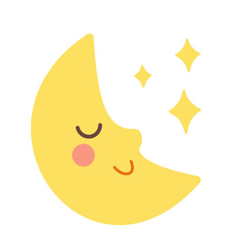 Cute starry night moon illustration