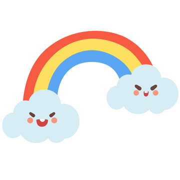 Cute rainbow cloudy sky illustration