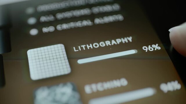 Lithography and etching report 96 and 94 percent
