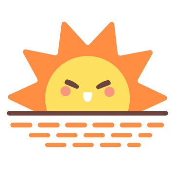 Cute sunset sun horizon illustration