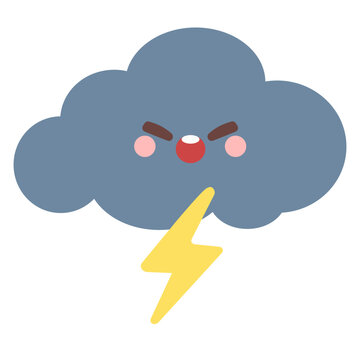 Cute thunderstorm lightning cloud illustration