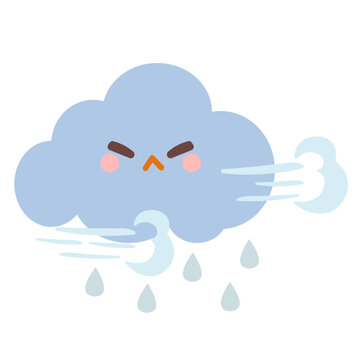 Cute windy rainy cloud illustration