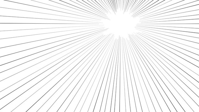 Manga speed lines background, explosive sunburst effect with radial rays, comic book action zoom lines, monochrome motion blur texture