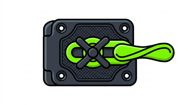Green industrial lever switch icon for dashboard control