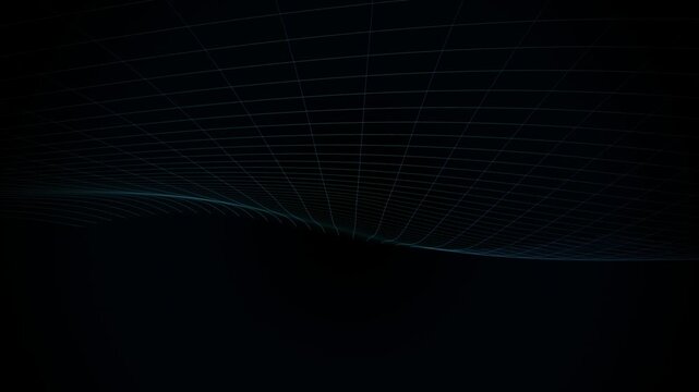 Abstract digital grid wave background, glowing neon wireframe motion loop