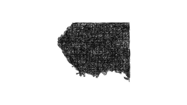 Sketch Pottawatomie outline map animation - smooth progressive reveal