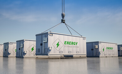 Plakat Energy storage system or battery container unit
