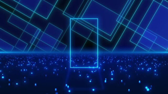 Futuristic cyan frame gateway glowing perspective and clean spatial styling. commercial backgrounds, promo screens, conference intros, product displays, branded templates and tech motion graphics.