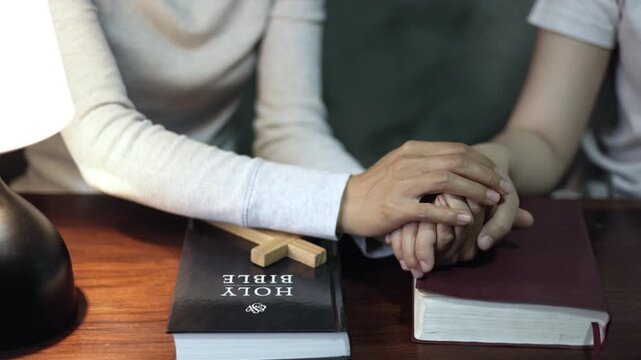 Two Christians Praying Together for Intercession and Blessing