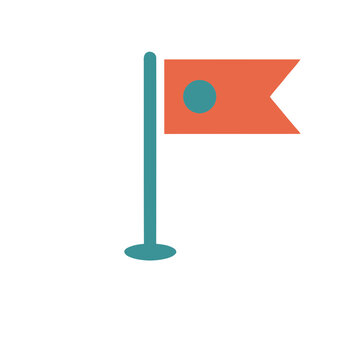 Orange flag with blue circle on pole