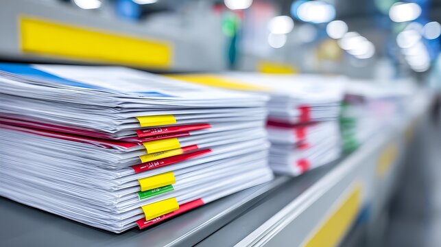 prepared retail orders waiting for pickup, organized labels without readable text, modern fulfillment area, efficient business operations