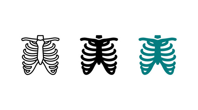 Set of Ribcage Icon Designs Isolated on White Background for Medical and Anatomy