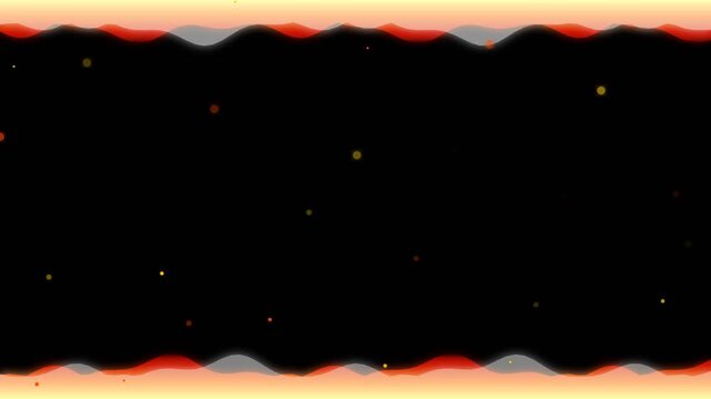 Abstract fiery wave border background with glowing sparks and dark center for overlay and design templates