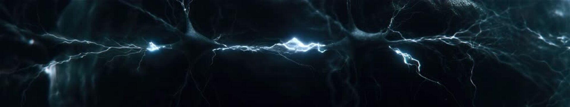 Panoramic Seamless Loop Animation of Neurons Firing Electric Signals Across Synapses in a Dark Microscopic Brain Network