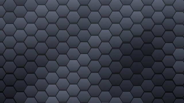 Dark graphite metallic hexagonal geometric wave texture background and loopable video motion