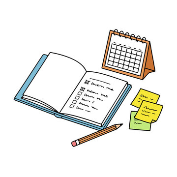Daily Task Scheduling and Desk Productivity Concept