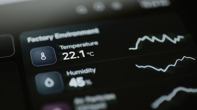 Factory environment reports 22.1 degrees and 45 percent humidity